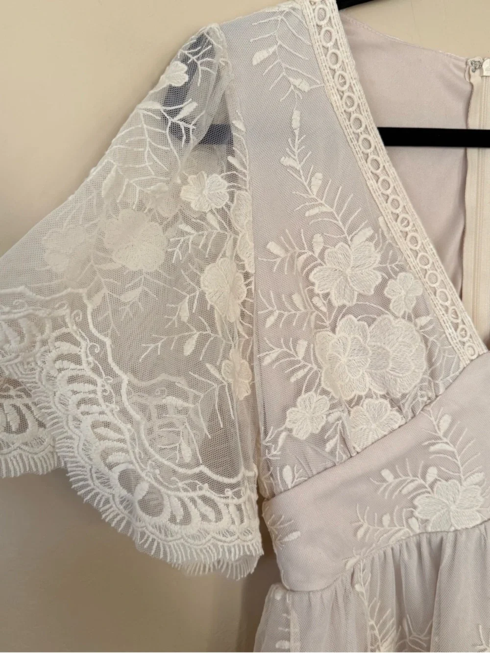 A Calin Lace Peplum Top Boho Cottagecore Sheer Floral Romantic Blouse - Picture 3 of 9
